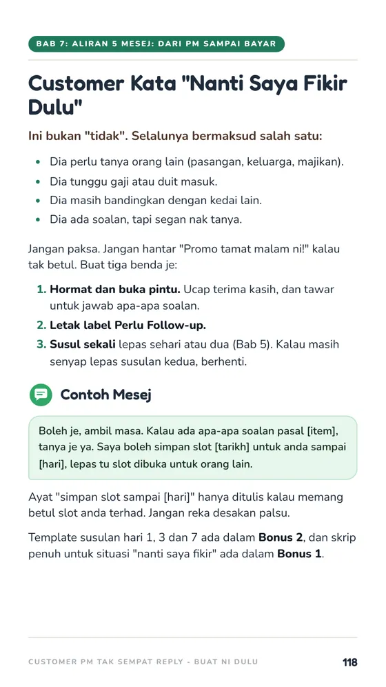 Customer Kata Nanti Saya Fikir Dulu